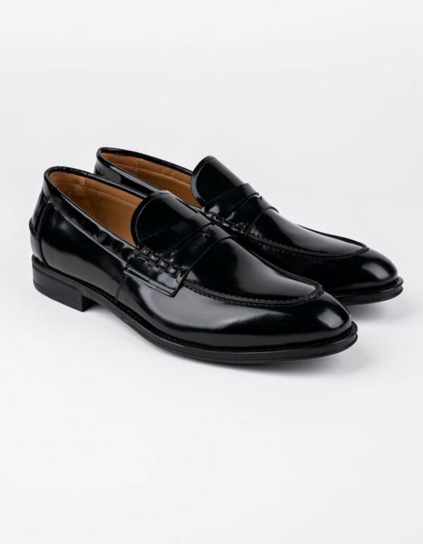 Chaussures en cuir noir glacé et semelles TR extralight. Carlo - CH07 Noir Glacé.