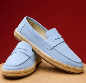 MOCASSIN FEMME HALFA -HLF DAIM BLEU CIEL